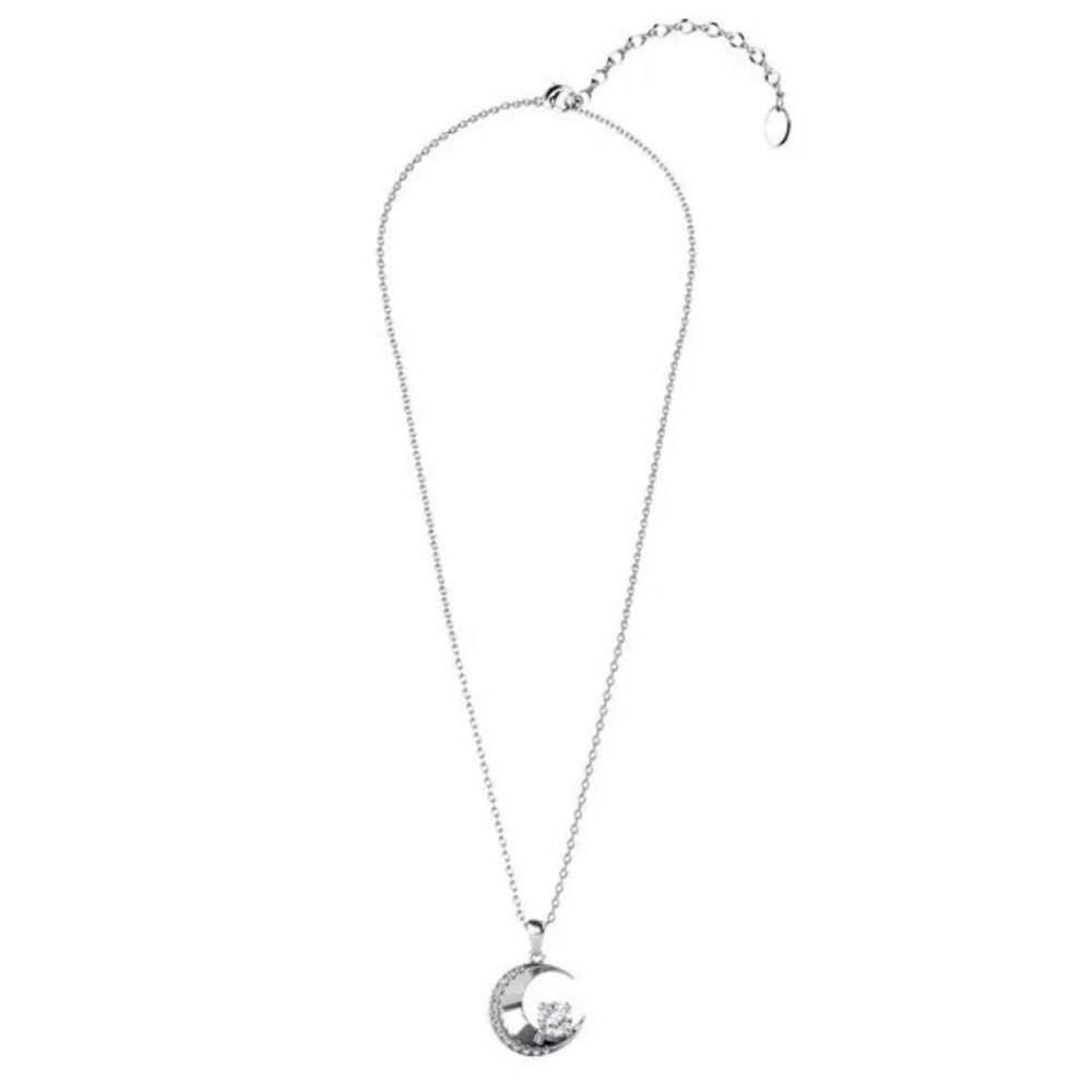 Certified 1/2 ct. t.w. Diamond Moissanite Crescent Moon Necklace NEW - Picture 2 of 7